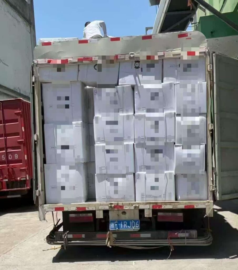 More than 40,000 Muslim headscarves being shipped and loaded onto trucks